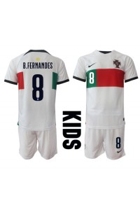 Portugali Bruno Fernandes #8 Jalkapallovaatteet Lasten Vieraspeliasu MM-kisat 2022 Lyhythihainen (+ Lyhyet housut)